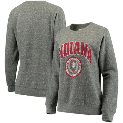 Indiana Hoosiers Pressbox Women's Edith Vintage Knobi Pullover Sweatshirt - Heathered Gray