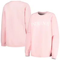 Women's Pressbox Indiana Hoosiers Comfy Cord Bar Print Pullover Sweatshirt