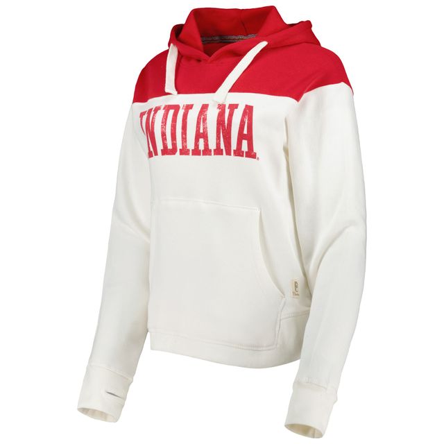 Sweat à capuche Pressbox Indiana Hoosiers Chicago 2-Hit Yoke blanc/cramoisi pour femme