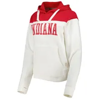 Women's Pressbox White/Crimson Indiana Hoosiers Chicago 2-Hit Yoke Pullover Hoodie