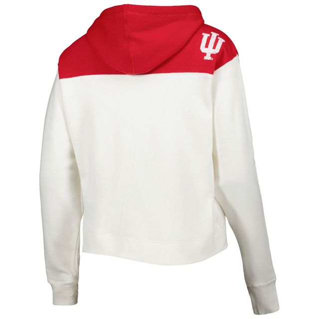 Sweat à capuche Pressbox Indiana Hoosiers Chicago 2-Hit Yoke blanc/cramoisi pour femme