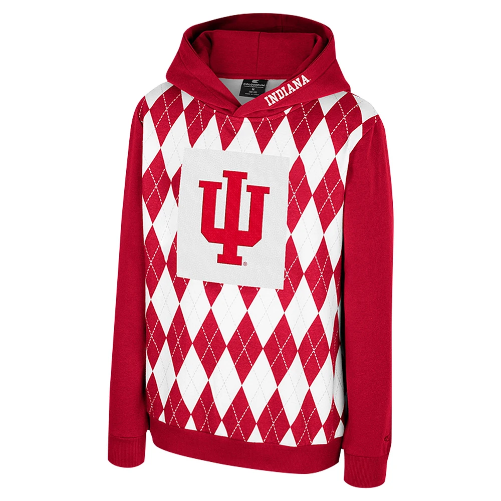 Youth Colosseum Crimson Indiana Hoosiers Argyle The Dealio Pullover Hoodie