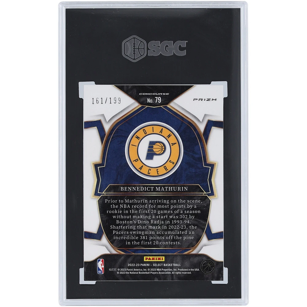 Bennedict Mathurin Indiana Pacers 2022-23 Panini Select Red Prizm #79 #161/199 SGC Authenticated 10 Rookie Card 