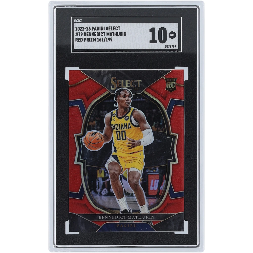 Bennedict Mathurin Indiana Pacers 2022-23 Panini Select Red Prizm #79 #161/199 SGC Authenticated 10 Rookie Card