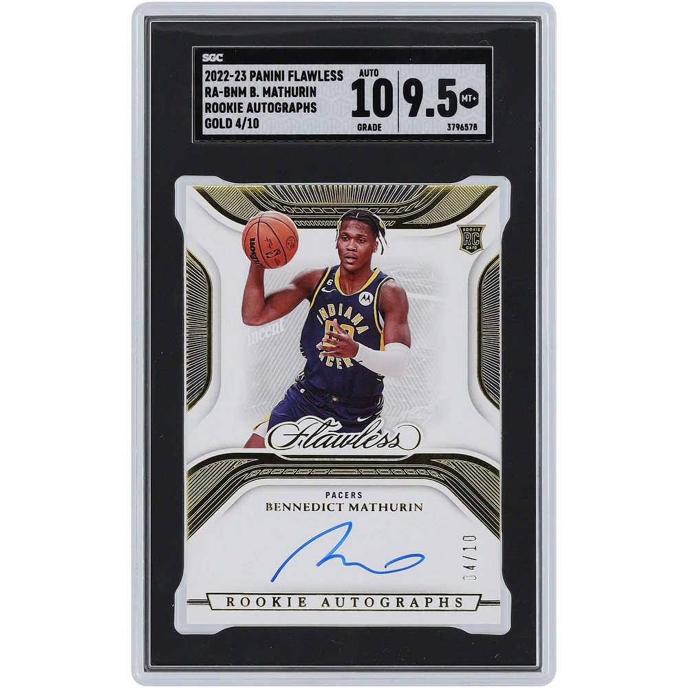 Bennedict Mathurin Indiana Pacers Autographed 2022-23 Panini Flawless Gold #RA-BNM #4/10 SGC Authenticated 9.5/10 Rookie Card