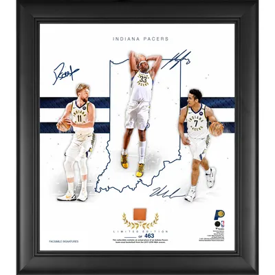 Indiana Pacers Fanatics Authentic Facsimile Signatures 15" x 17" 2020-21 Franchise Foundations Collage with a Piece of Game-Used Basketball - Limited Edition of 463