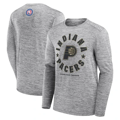 T-shirt à manches longues NBA Hoops for Troops pour hommes Fanatics Heather Grey Indiana Pacers