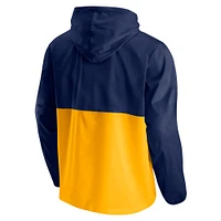 Men's Fanatics Navy/Gold Indiana Pacers Anorak Block Party Windbreaker Half-Zip Hoodie Jacket