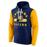 Men's Fanatics Navy/Gold Indiana Pacers Attack Colorblock Pullover Hoodie