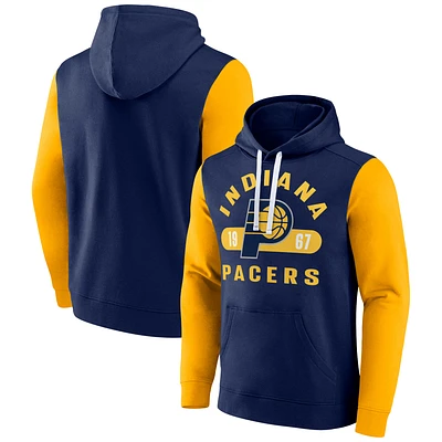 Sweat à capuche color block Fanatics pour hommes bleu marine/or Indiana Pacers Attack