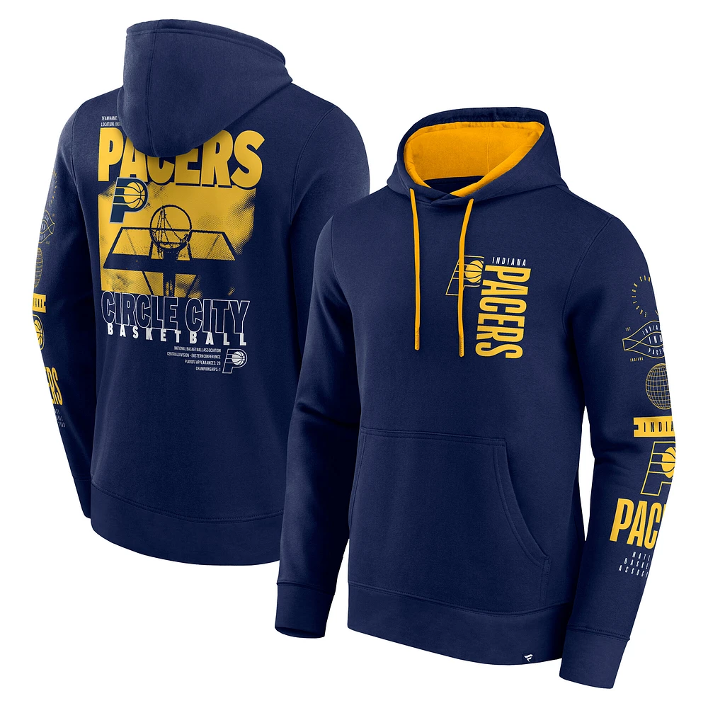 Sweat à capuche croisé Game Time des Indiana Pacers pour hommes Fanatics Navy