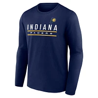 Men's Fanatics  Navy Indiana Pacers Team Block Wordmark Long Sleeve T-Shirt