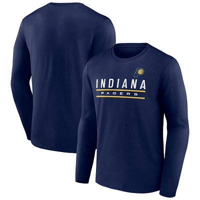 Men's Fanatics  Navy Indiana Pacers Team Block Wordmark Long Sleeve T-Shirt