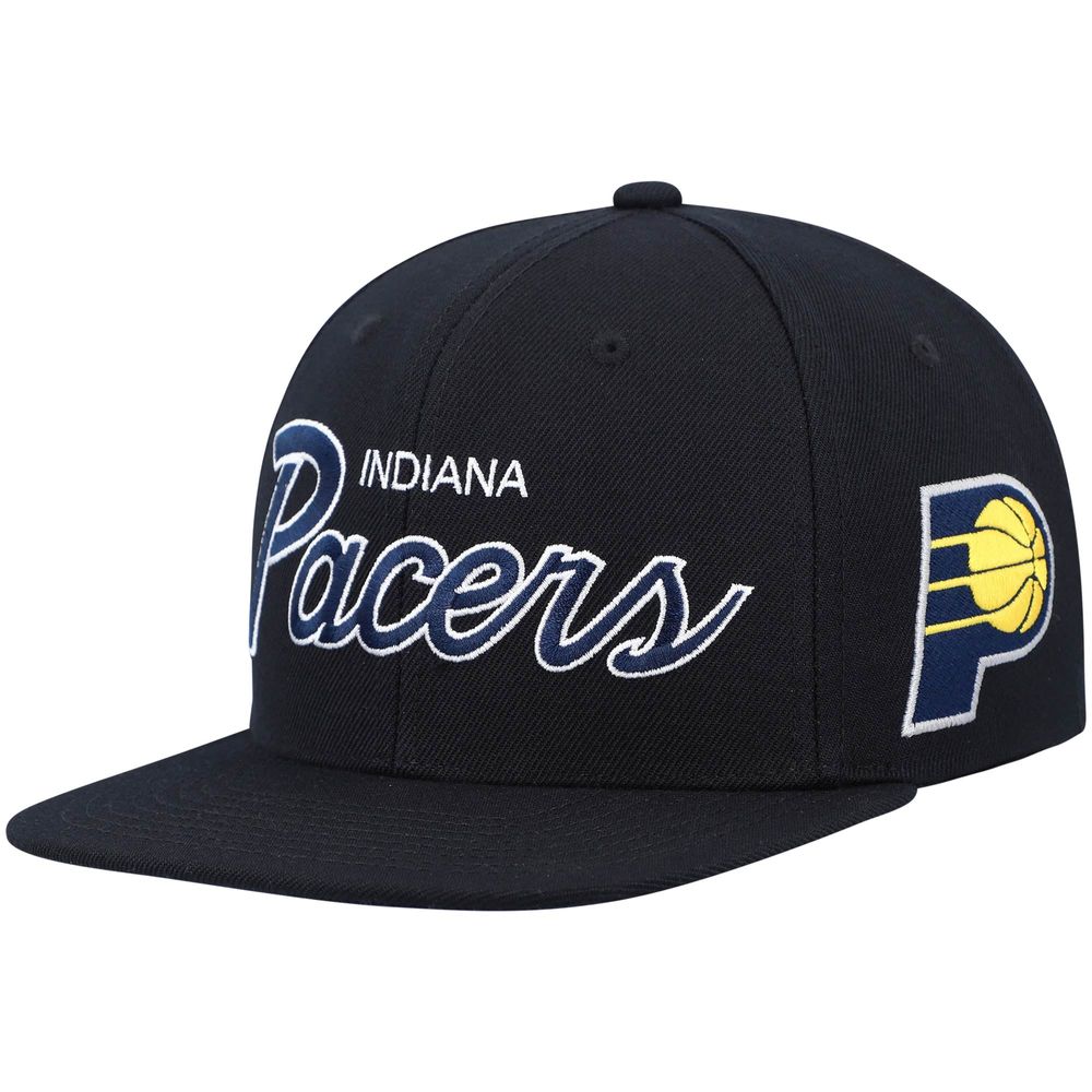 Men's Mitchell & Ness Black Indiana Pacers Hardwood Classics Script 2.0 Snapback Hat