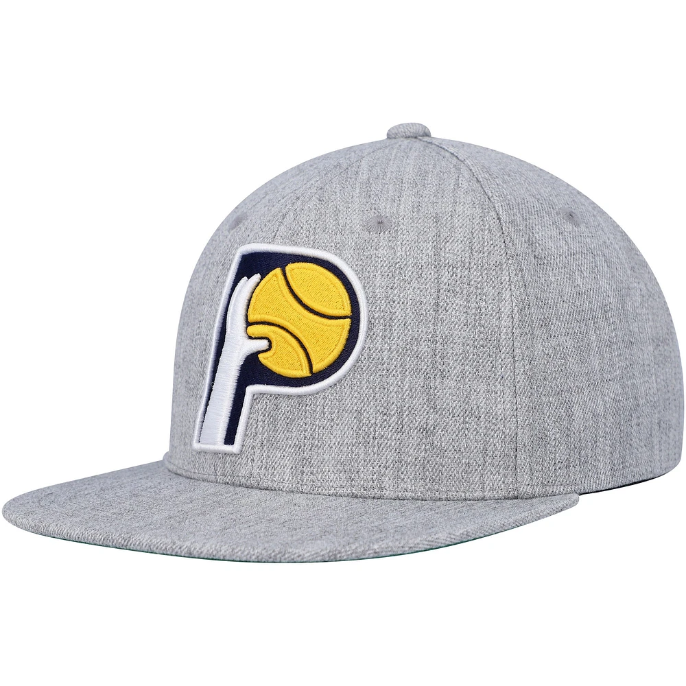 Men's Mitchell & Ness Heather Gray Indiana Pacers Hardwood Classics 2.0 Snapback Hat