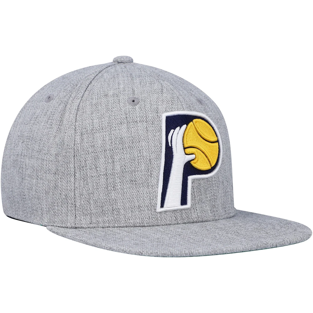 Men's Mitchell & Ness Heather Gray Indiana Pacers Hardwood Classics 2.0 Snapback Hat