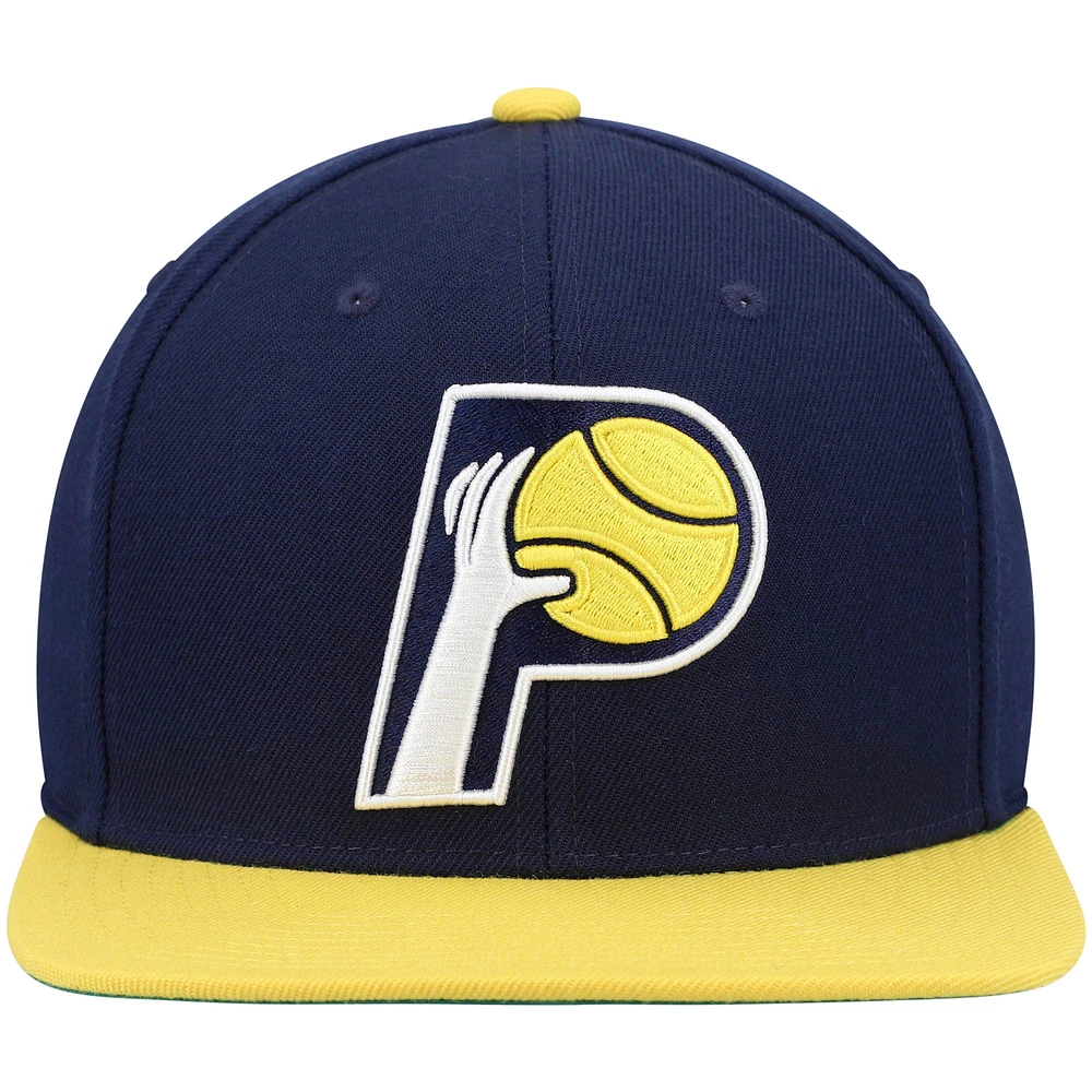 Men's Mitchell & Ness Navy/Gold Indiana Pacers Hardwood Classics Team Two-Tone 2.0 Snapback Hat