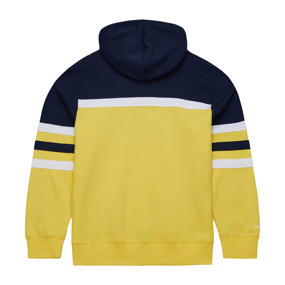 Sweat à capuche pour hommes Mitchell & Ness bleu marine/or Indiana Pacers Head Coach