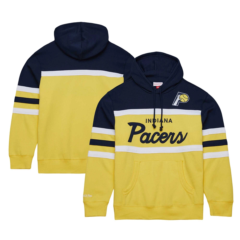 Sweat à capuche pour hommes Mitchell & Ness bleu marine/or Indiana Pacers Head Coach