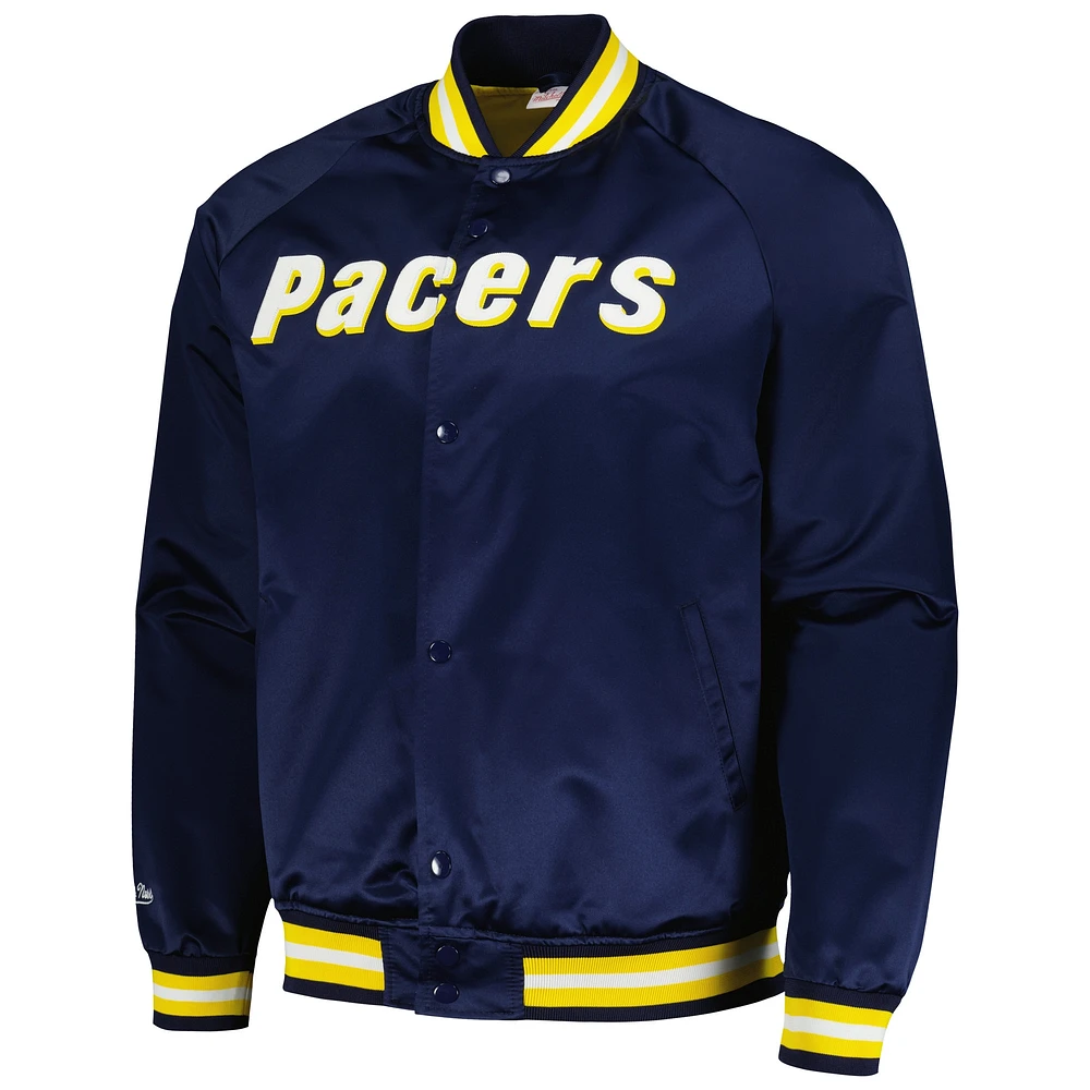 Veste à bouton-pression intégrale raglan pour hommes Mitchell & Ness Navy Indiana Pacers Hardwood Classics