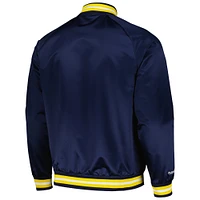 Men's Mitchell & Ness Navy Indiana Pacers Hardwood Classics  Throwback Wordmark Raglan Full-Snap Jacket