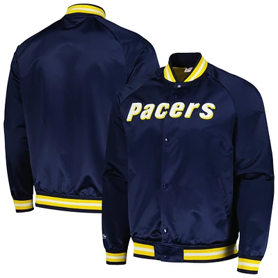 Men's Mitchell & Ness Navy Indiana Pacers Hardwood Classics  Throwback Wordmark Raglan Full-Snap Jacket