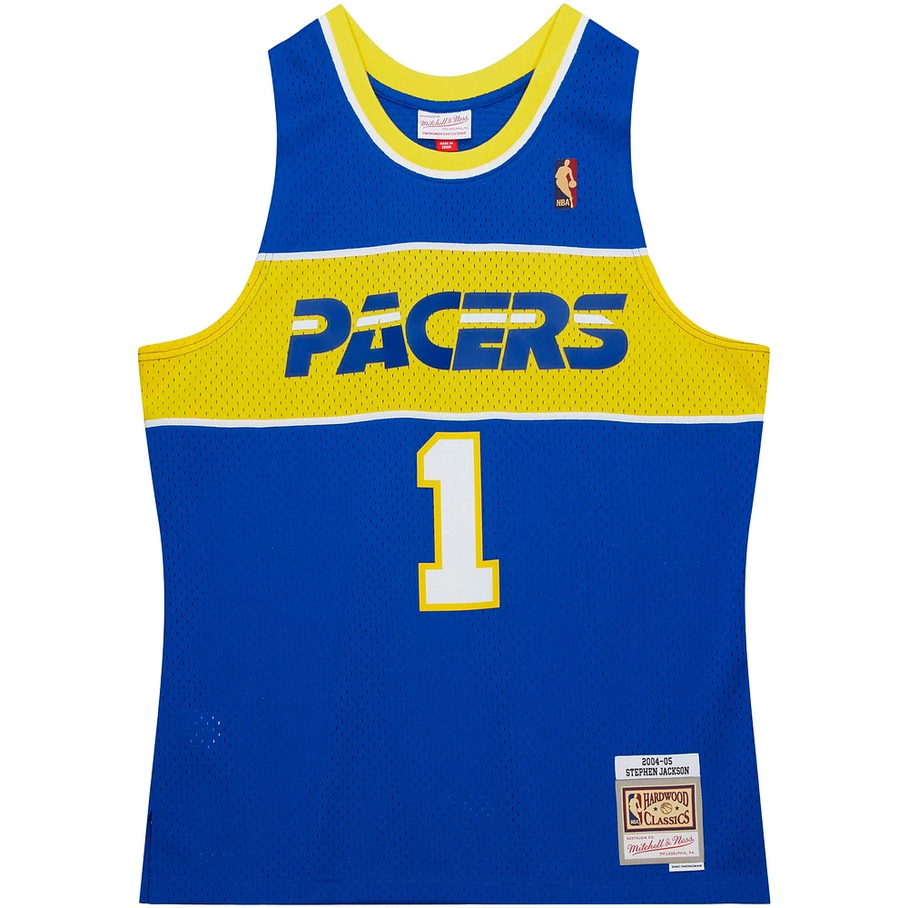 Maillot Swingman Mitchell & Ness Stephen Jackson Royal Indiana Pacers 2004/05 Hardwood Classics pour hommes