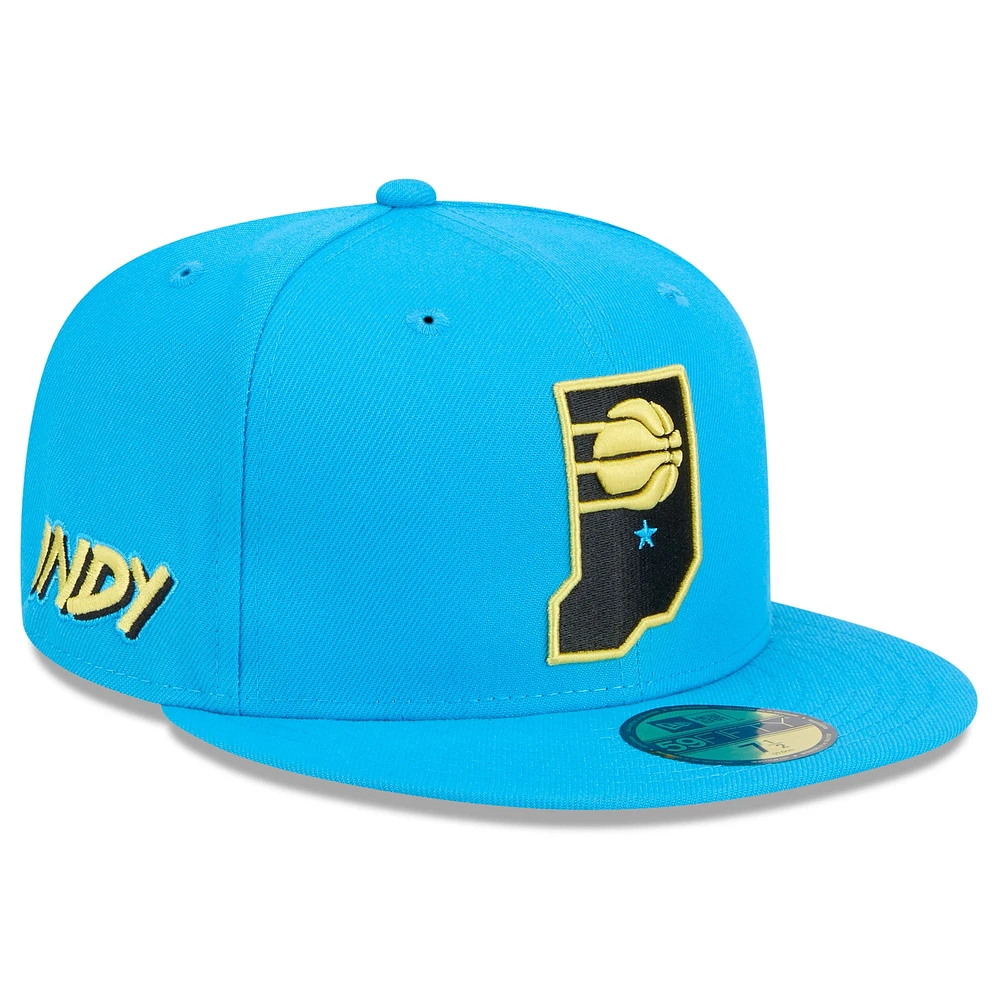 Casquette ajustée alternative 59FIFTY des Indiana Pacers 2024/25 City Edition New Era bleue pour homme