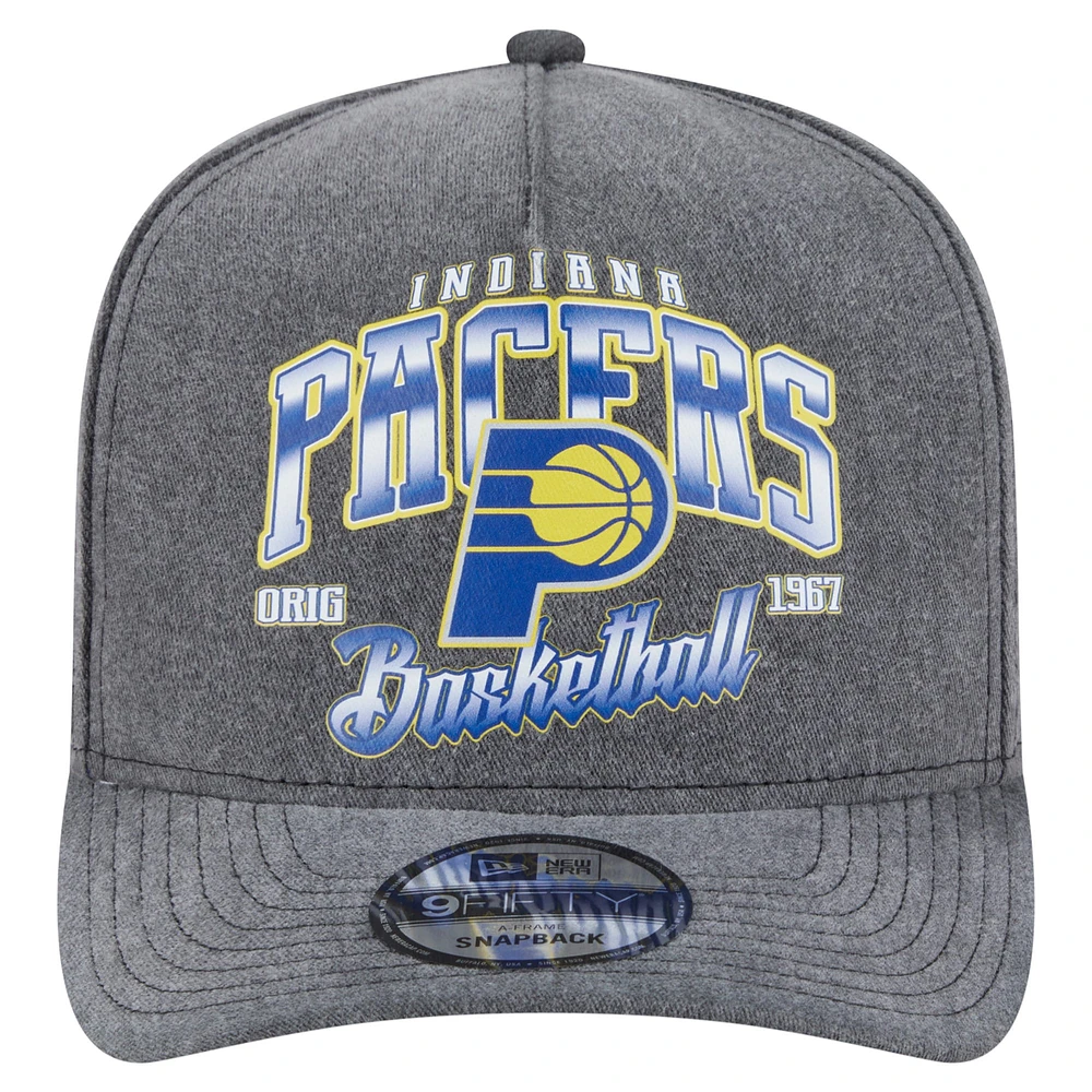 Men's New Era  Charcoal Indiana Pacers Throwback Washed Pre-Curved 9FIFTY Snapback Hat