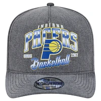 Men's New Era  Charcoal Indiana Pacers Throwback Washed Pre-Curved 9FIFTY Snapback Hat