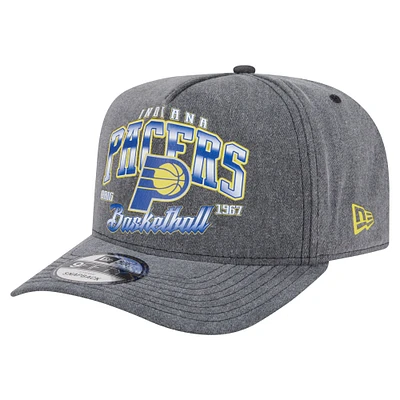 Men's New Era  Charcoal Indiana Pacers Throwback Washed Pre-Curved 9FIFTY Snapback Hat