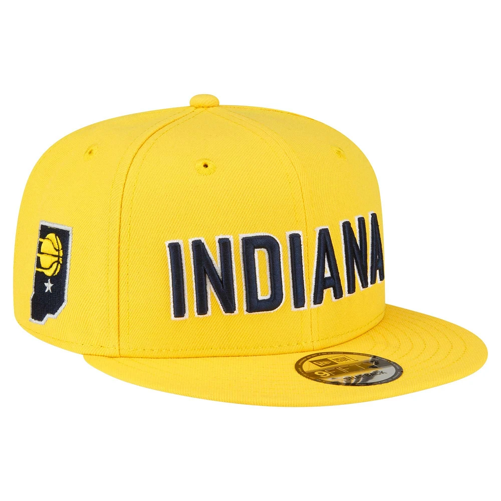 Casquette Snapback 9FIFTY pour homme New Era Gold Indiana Pacers Jersey Hook Statement Edition