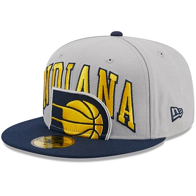 Casquette ajustée bicolore 59FIFTY New Era pour hommes, gris/bleu marine, Indiana Pacers Tip-Off