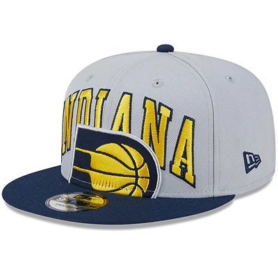 Men's New Era Gray/Navy Indiana Pacers Tip-Off Two-Tone 9FIFTY Snapback Hat