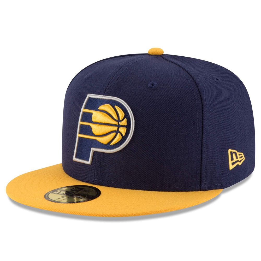 Men's New Era Navy/Yellow Indiana Pacers Official Team Color 2Tone 59FIFTY Fitted Hat