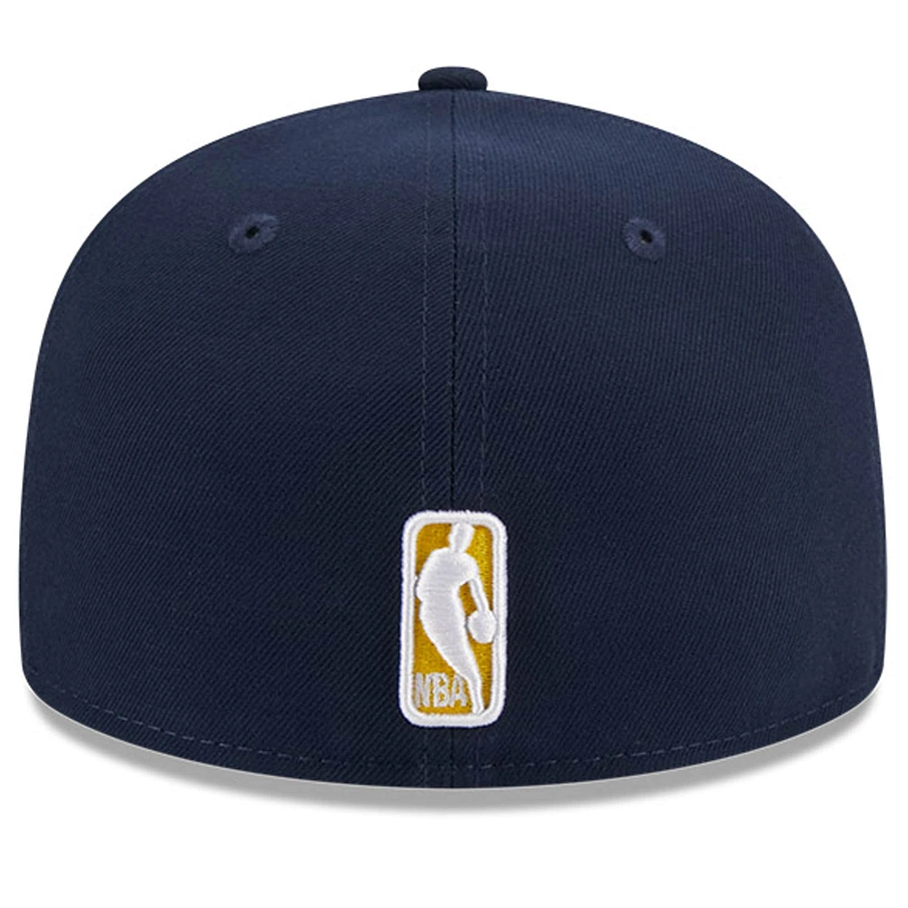 Men's New Era Navy Indiana Pacers Chainstitch Logo Pin 59FIFTY Fitted Hat