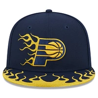 Casquette Snapback 9FIFTY New Era pour hommes, Indiana Pacers Rally Drive Flames, bleu marine