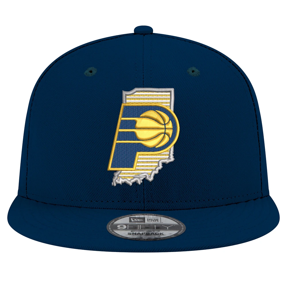 Men's New Era Navy Indiana Pacers State Pride 9FIFTY Snapback Hat