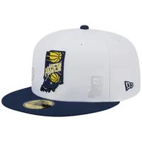 Men's New Era White/Navy Indiana Pacers State Pride 59FIFTY Fitted Hat