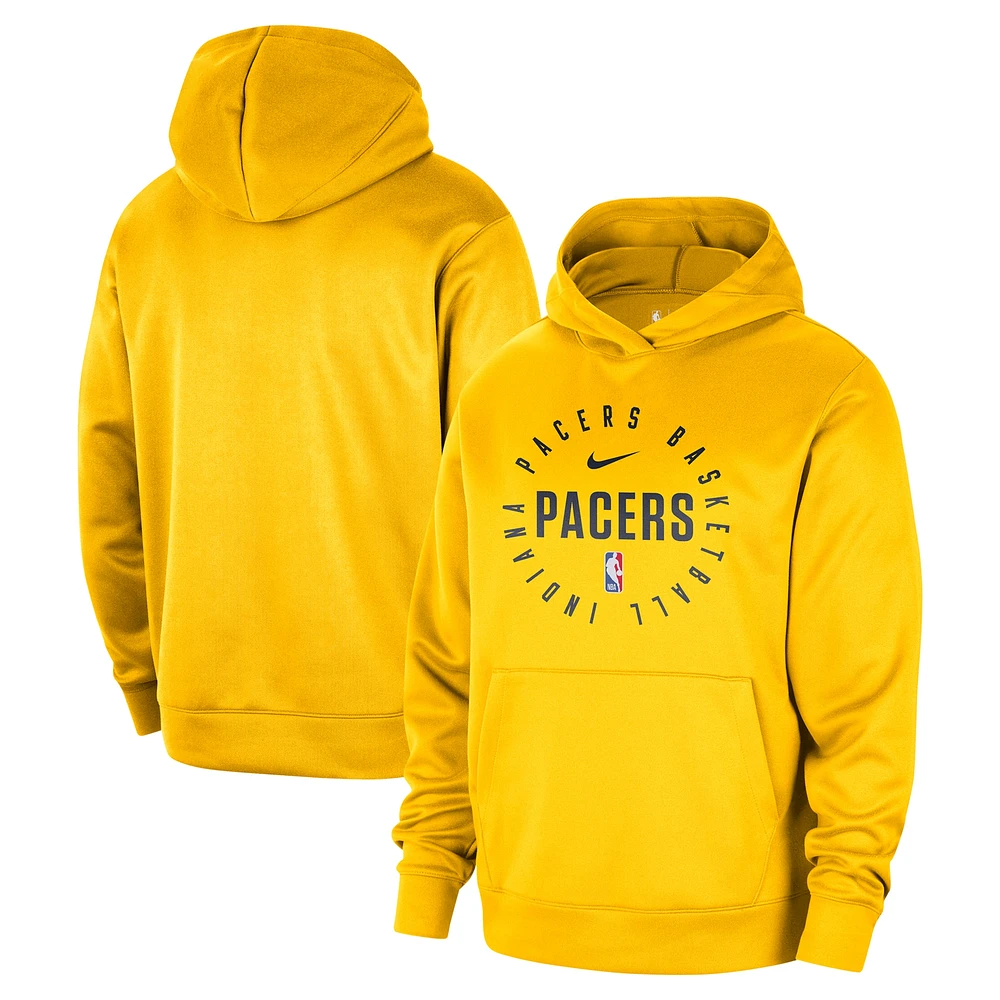 Men's Nike Gold Indiana Pacers 2024/25 Spotlight On-Court Practice Performance Pullover Hoodie