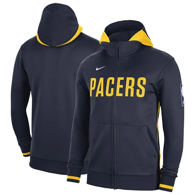 Sweat à capuche entièrement zippé Nike Indiana Pacers Authentic Showtime Performance pour homme - Bleu marine