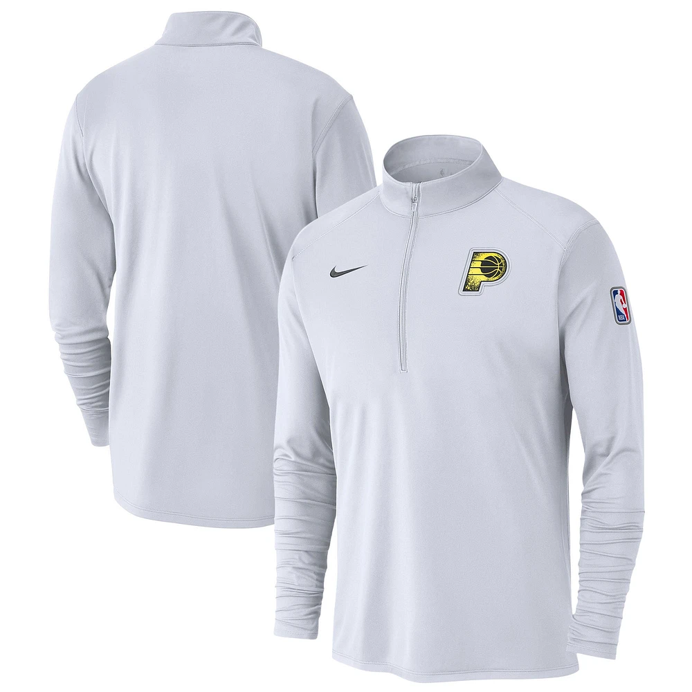 Haut Nike blanc à demi-zip pour homme Indiana Pacers 2024/25 City Edition Authentic Coaches Performance