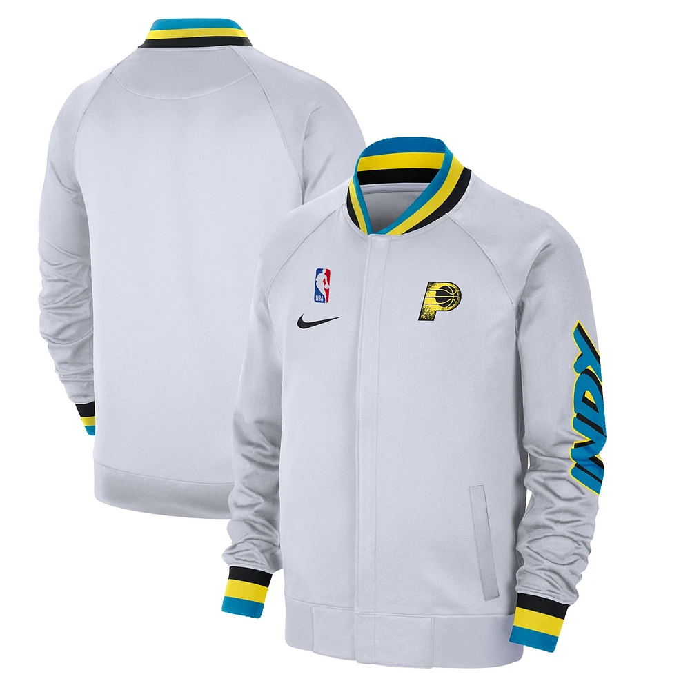 Men's Nike White Indiana Pacers 2024/25 City Edition Authentic Showtime Performance Full-Zip Jacket