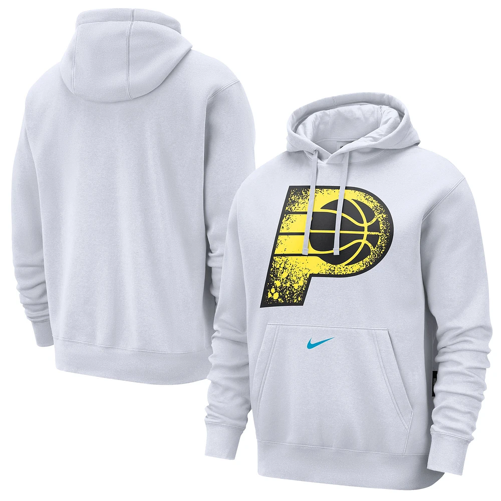 Sweat à capuche Nike City Edition Essential Club pour homme, blanc, Indiana Pacers 2024/25