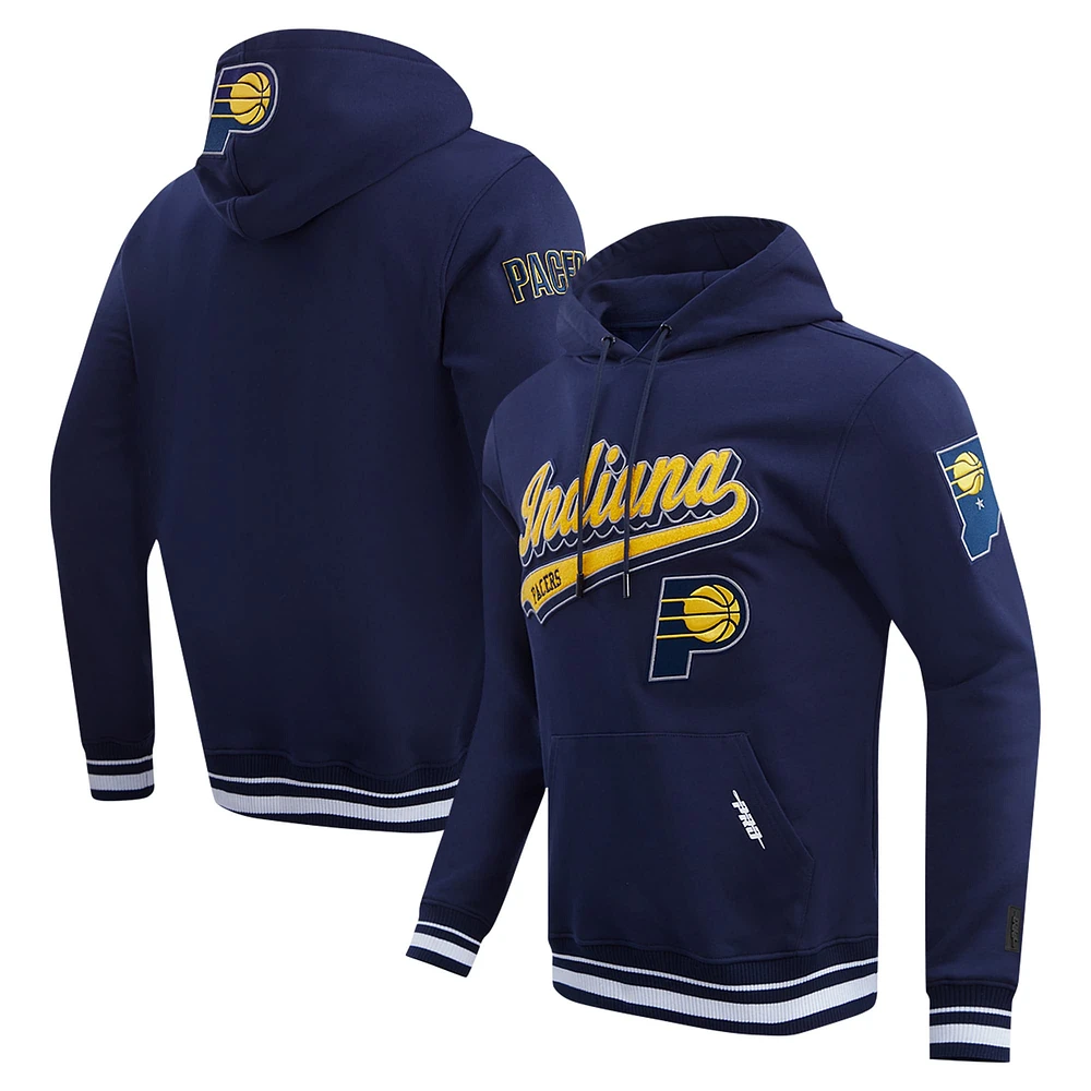 Men's Pro Standard Navy Indiana Pacers Script Tail Pullover Hoodie