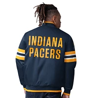 Men's Starter Navy Indiana Pacers Scout I Full-Snap Varsity Jacket