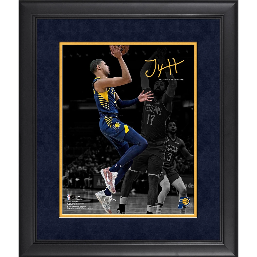 Photographie encadrée de Tyrese Haliburton Indiana Pacers Fac-similé Signature 11" x 14 "