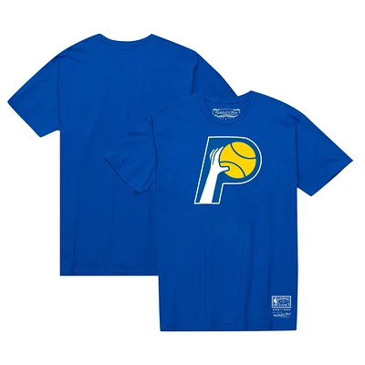 Unisex Mitchell & Ness  Royal Indiana Pacers Hardwood Classics MVP Throwback Logo T-Shirt