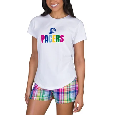Indiana Pacers Concepts Sport Women's Razzle Knit T-Shirt & Short Set - White