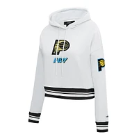 Women's Pro Standard White Indiana Pacers 2024/25 City Edition Chenille Applique Cropped Pullover Hoodie